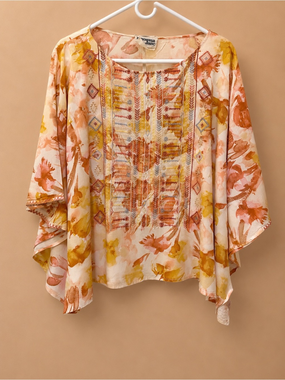 Savanna Jane Yellow Orange Floral Embroidered Tunic